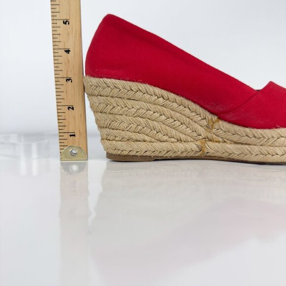 TORY BURCH Filipa Wedges Espadrilles Peep toes Red Size 9 B - Picture 14 of 15